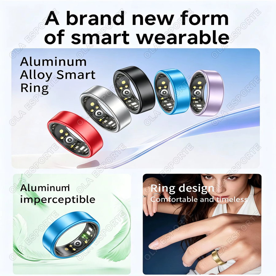 Ola Esporte Smart Ring in Pink mit Gestensteuerung, Videoaufnahme, 5ATM Wasserdichtigkeit sowie Herzfrequenz- und Blutdrucküberwachung für Unisex - Bild 2