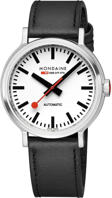 Mondaine Herrenuhr, Automatik, Edelstahl, 41 mm, Leder, Weiß - Bild 2