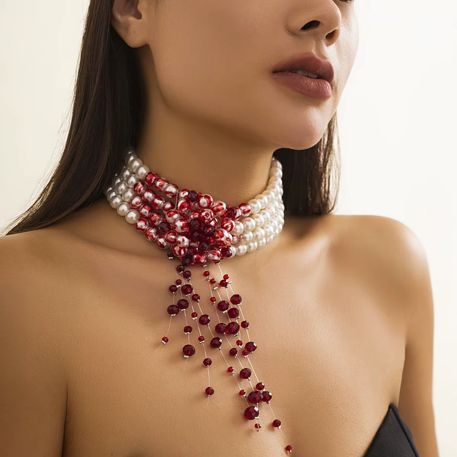 Ingesight Choker Halskette, Perle, Kristall, Silber, Damen - Bild 2