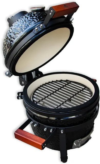 BBQ First Kamado Tischgrill mit Thermometer in Schwarz aus Keramik und Edelstahl - Bild 1