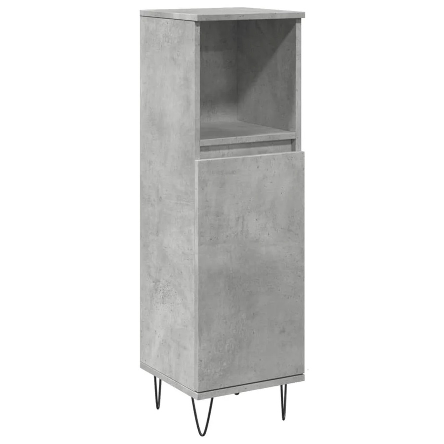 vidaXL Badschrank in Betongrau im industriellen Stil mit offenen Regalen und Türen, B/T/H: 30 x 30 x 100 cm - Bild 2