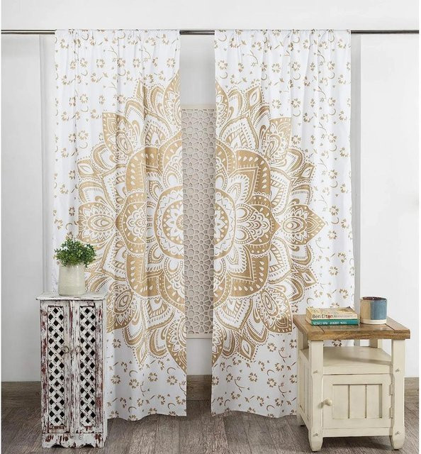 Mandala Yoga Bohemian Vorhänge mit Ösen, Mehrfarbig, 2er-Set, Breite: 85 cm, Höhe: 200 cm - Bild 1