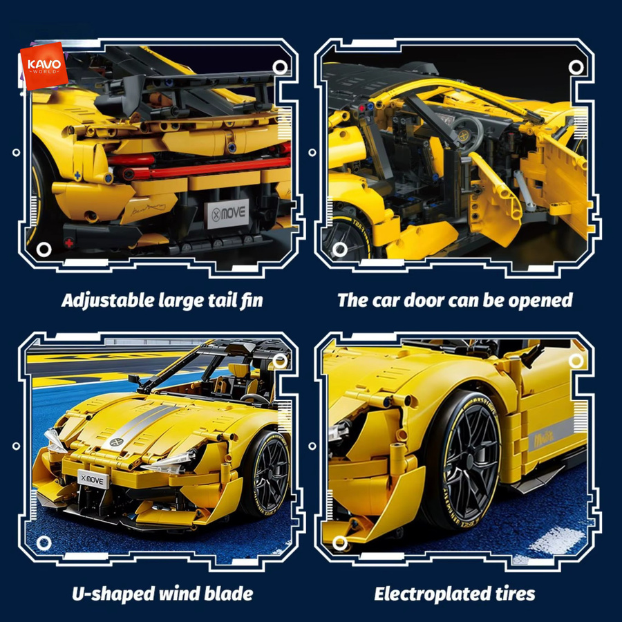 KAVOWORLD Mechanischer Rennwagen-Bausatz, Gelb, 1:10, 2143 Teile - Bild 4