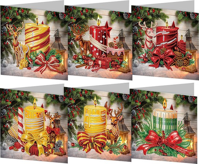 DIY Diamant Malen Set Schneemann Weihnachts Grußkarten 5D Diamant Stickerei Mosaik Set in Rot und Mehrfarbig - Bild 1