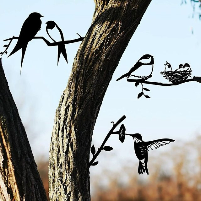 3er Set Metall Vogel Silhouette Wandkunst CIFBUY in Schwarz als Wanddekoration aus Eisen - Bild 1