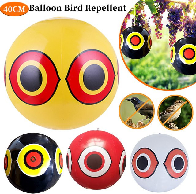 APWIKOGER Anti-Vogel-Ballon mit gruseligen Augen als aufblasbare Vogelabwehr für Garten und Obstgarten, Gelb, Höhe: 40 cm - Bild 1