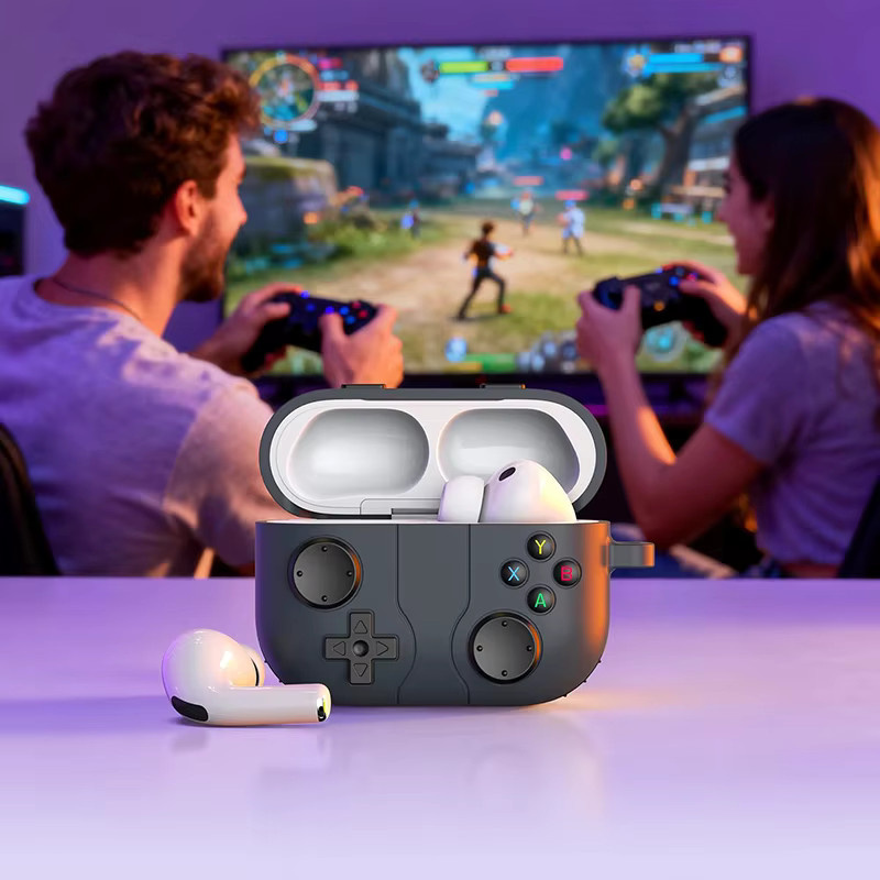 ZEKS Silikon Schutzhülle im 3D Mode Spielkonsole Design für AirPods Pro 3, 2, AirPods 1, 2, 3, 4 in Schwarz - Bild 6