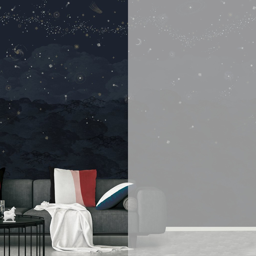 Isidore Leroy Mural Cosmos Nuit Tapete in Blau mit abstraktem Design aus Vlies - Bild 2
