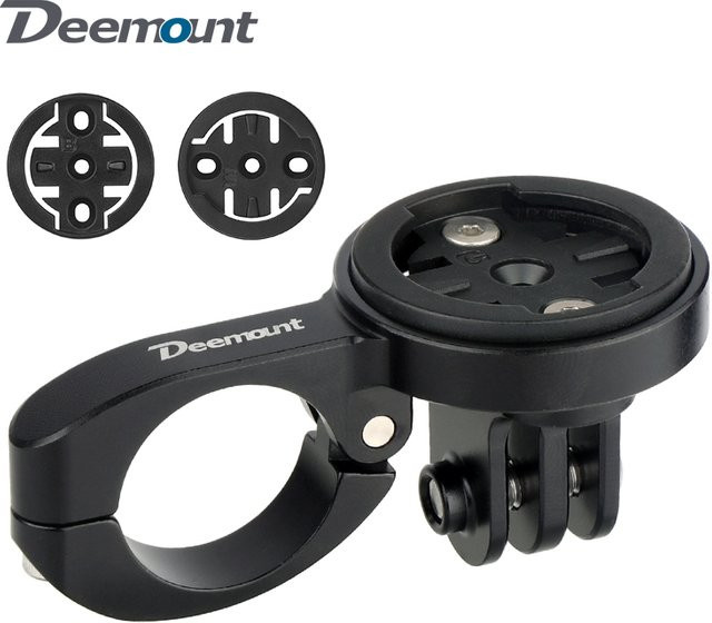 Deemount Fahrradcomputerhalterung TT Lenkerhalterung inklusive 3 Adapter für Garmin, Bryton und Wahoo sowie Halterung für GoPro in Schwarz - Bild 1