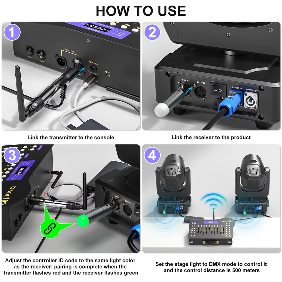 U'King 192 DMX-Kanal-Konsole Schwarz mit MIDI-Operator und kabelloser DMX512-Lichtsteuerung für DJ, KTV und Club, B/T/H: 36,0 x 21,0 x 10,0 cm - Bild 2