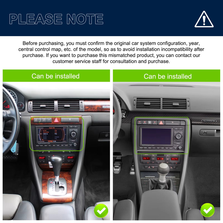 Podofo Android Autoradio mit 7 Zoll Display, 4G+64G, für Audi A6 C5 1997-2004, S6 1999-2004 und RS6 2002-2006, inklusive kabellosem CarPlay, Android Auto, GPS-Navigation, WLAN und Bluetooth, Schwarz - Bild 2