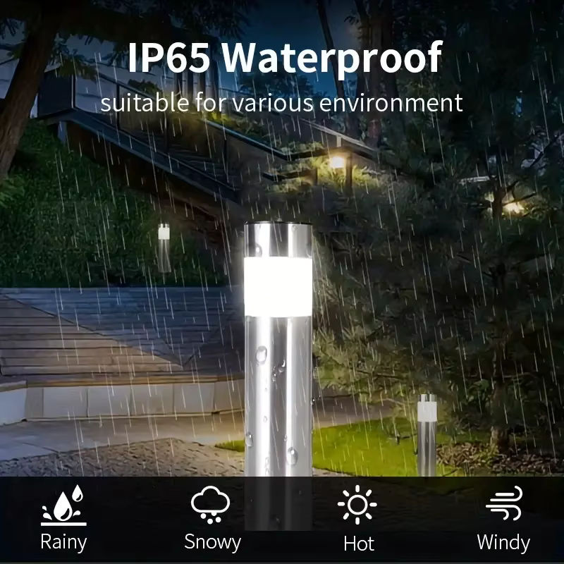 ZTree Solar Garten Weg Lichter aus Edelstahl in Silber, wasserdichte LED Gartenleuchten für Terrasse, Garten und Hof - Bild 4