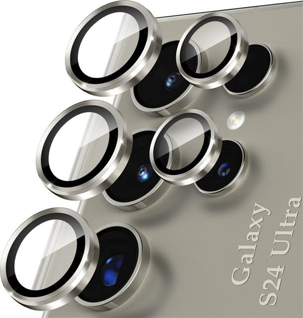 Displayschutzfolie aus gehärtetem Glas mit Metall-Einzelring für Samsung Galaxy S24 Ultra, S23 Plus, S23 FE und S24 FE in Gold - Bild 1