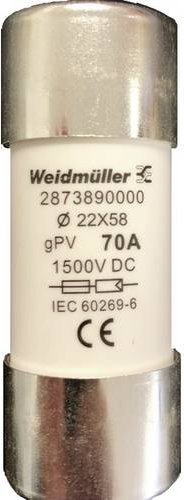 Weidmüller Feinsicherung FUSE WSFL 22X58 70A 1K5V GPV in Weiß, 10 Stück - Bild 1