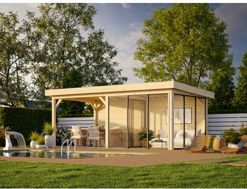 Palmako Pavillon Lenna Set 406 Slide aus Fichtenholz in Braun mit transparenter ESG-Verglasung, B/T/H: 588 x 300 x 245 cm - Bild 3