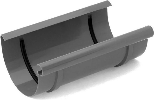 Bryza Rinnenverbinder für Halbrund-Dachrinnen aus PVC in Graphit, Durchmesser: 75 mm - Bild 1
