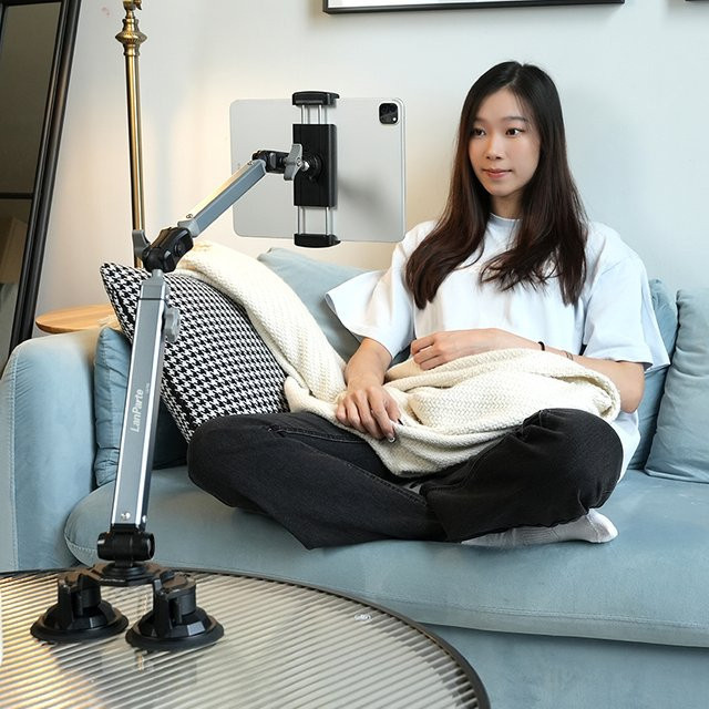 Ideaway Schwanenhals Tablet-Ständer und Handyhalterung mit 2 Saugnapfklemmen für Schreibtisch und Bett - Bild 1