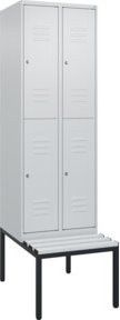C+P Doppelstock-Spind Classic PLUS Sitzbank mit 2 Abteilen, Kunststoff-Sitzfläche, B/T/H: 212 x 60 x 81,5 cm, Grau/Schwarz - Bild 1