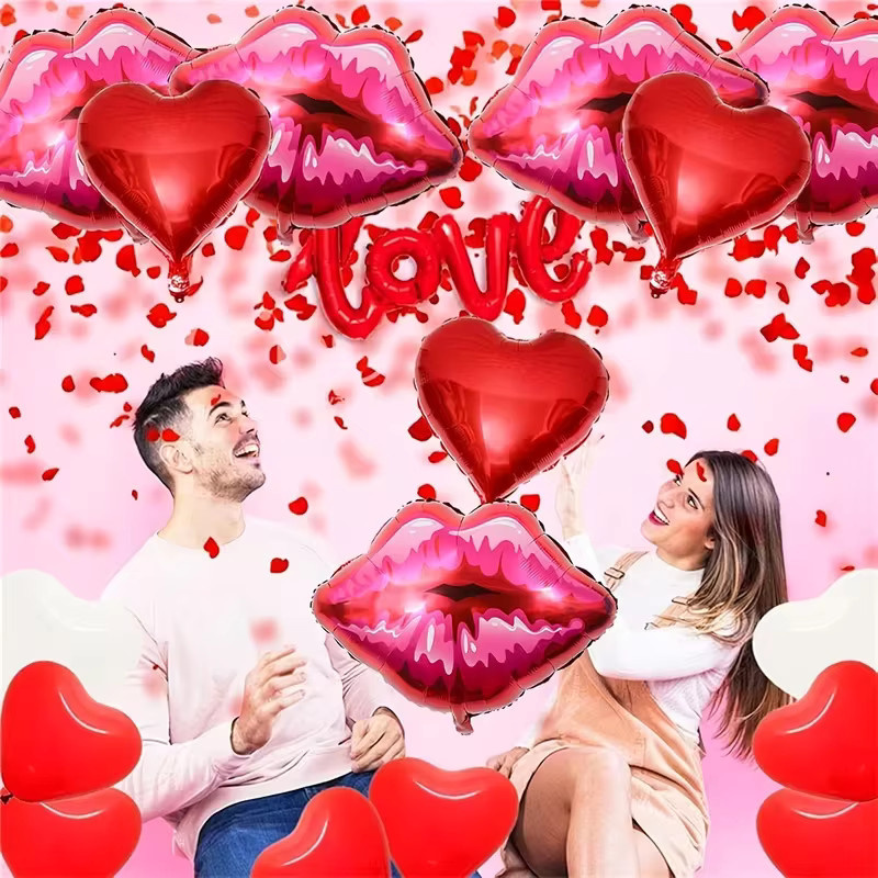 YAYB 8er Set Herz Folienballons in Rot für Valentinstag, Hochzeit, Geburtstag und Party-Dekoration - Bild 4