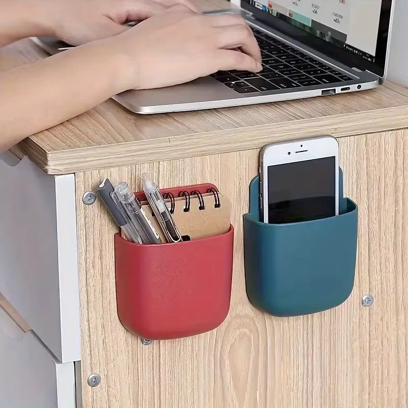 Multifunktionale Wandmontierte Aufbewahrungsbox aus Kunststoff in Gelb für Telefon, Fernbedienung und Klimaanlagen-Controller, B/H/T: 11,5 x 8,0 cm - Bild 3