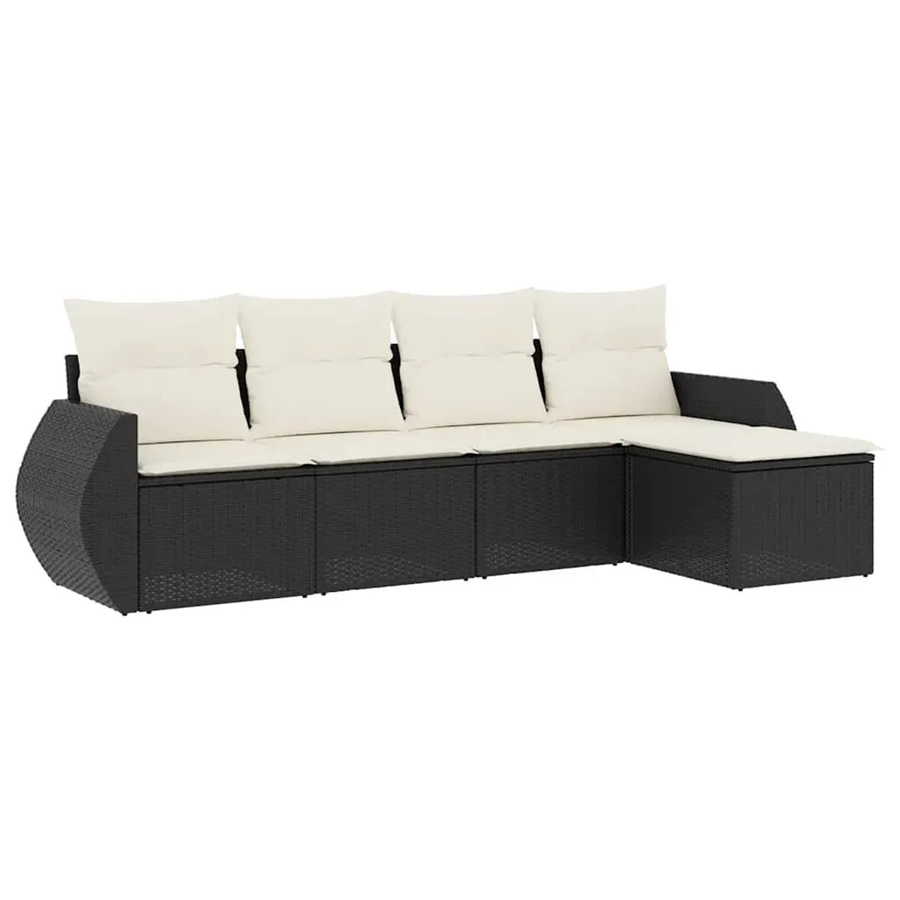 vidaXL 5-teilige Garten-Sofagarnitur aus Poly-Rattan in Schwarz mit Kissen und Stauraum - Bild 2