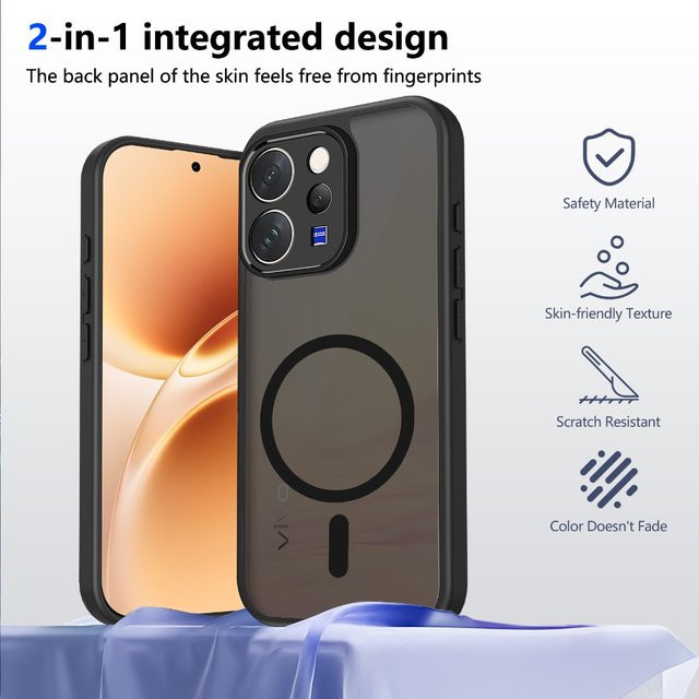 Lionxi Magnetische Handyhülle für Vivo V70, V70 Elite, V70 FE, X300 FE, X200 FE, X300fe, X200fe, S30 Pro mit kabellosem Laden, Schwarz - Bild 1