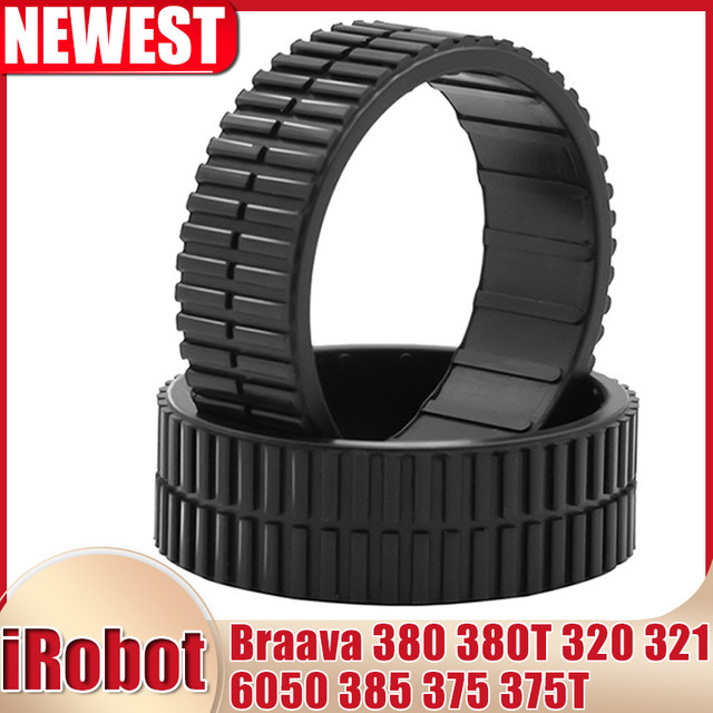 Rutschfeste Rollenreifen in Schwarz für iRobot Braava 380 380T 320 321 345 6050 385 375 375T Mint Plus 4200 4205 5200 Saugroboter - Bild 1