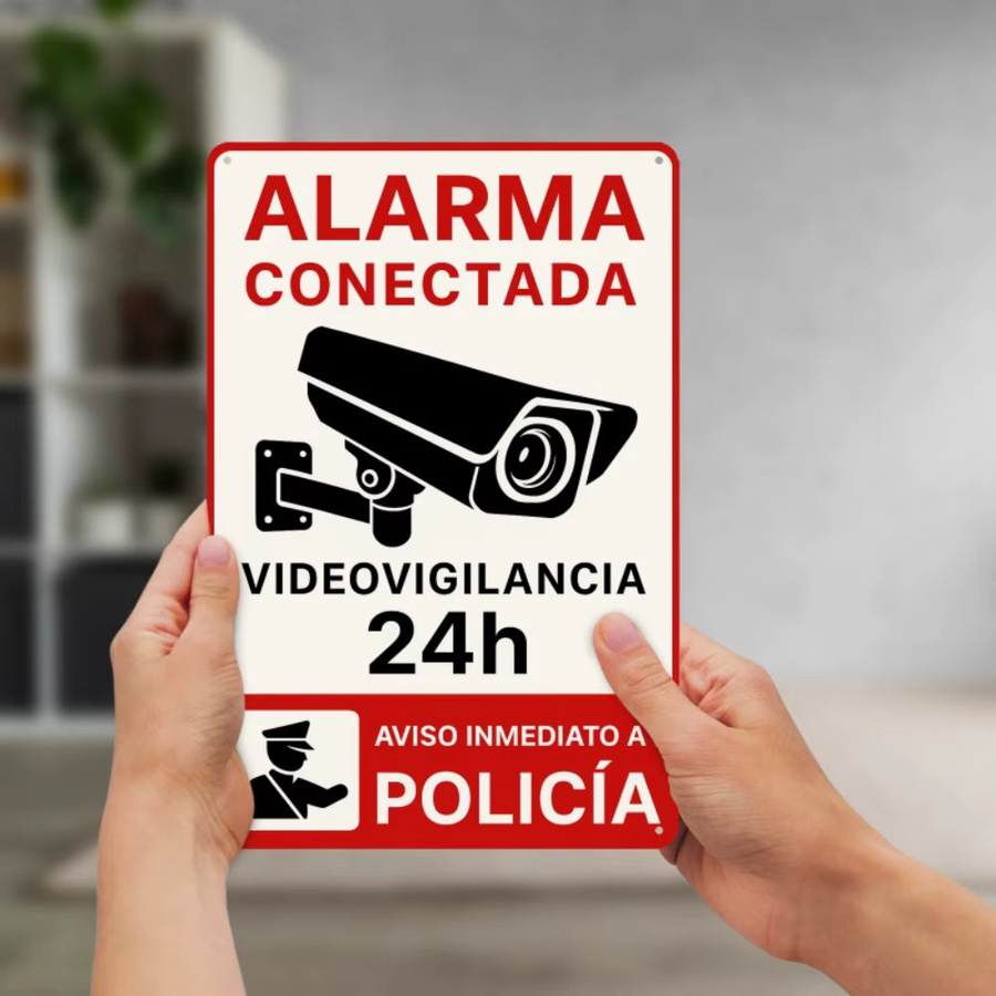 Retro Spanisches Alarmschild ALARMA CONECTADA von CIFBUY aus Eisenmetall als Wanddeko - Bild 4
