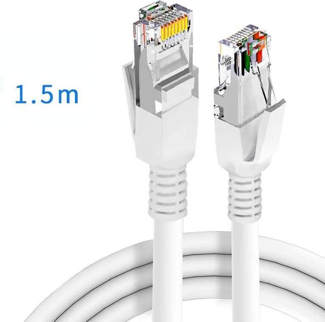 Sombrero RJ45 Cat5e Ethernet LAN Netzwerkkabel in Weiß, Länge: 1,5 m - Bild 1