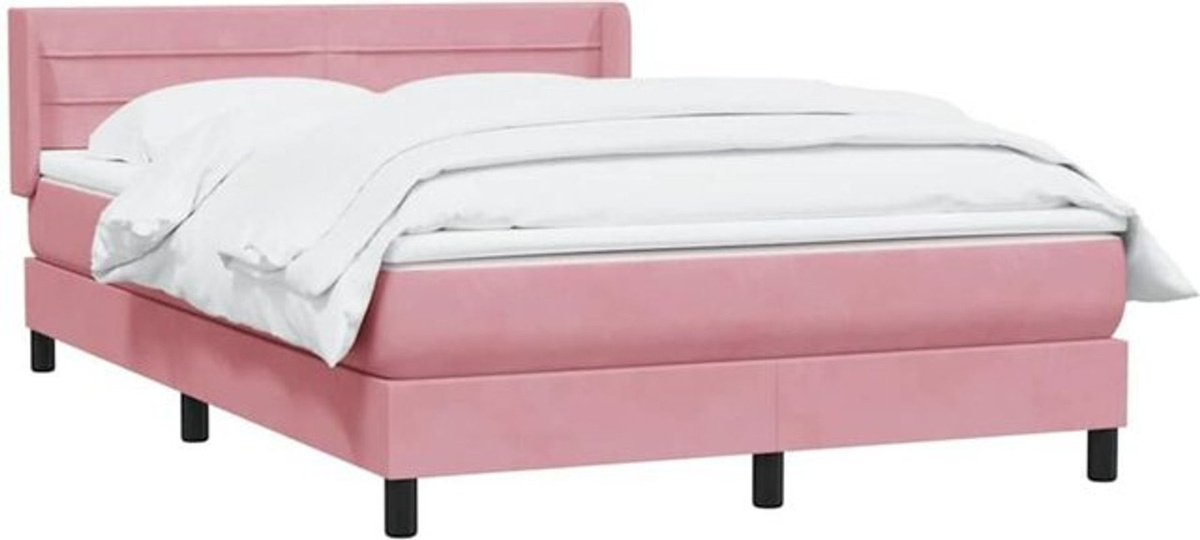 vidaxl Boxspringbett mit Matratze aus Samt in Rosa, B/T/H: 140 x 210 cm - Bild 1