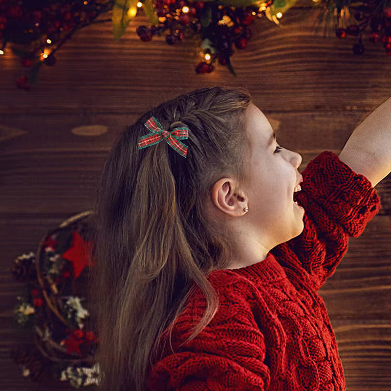 50 Stück ZQCXLD Weihnachts-Stoffschleifen in Rot und Grün, kariertes Nähzubehör für Weihnachtsbaum-Anhänger und Scrapbooking - Bild 5