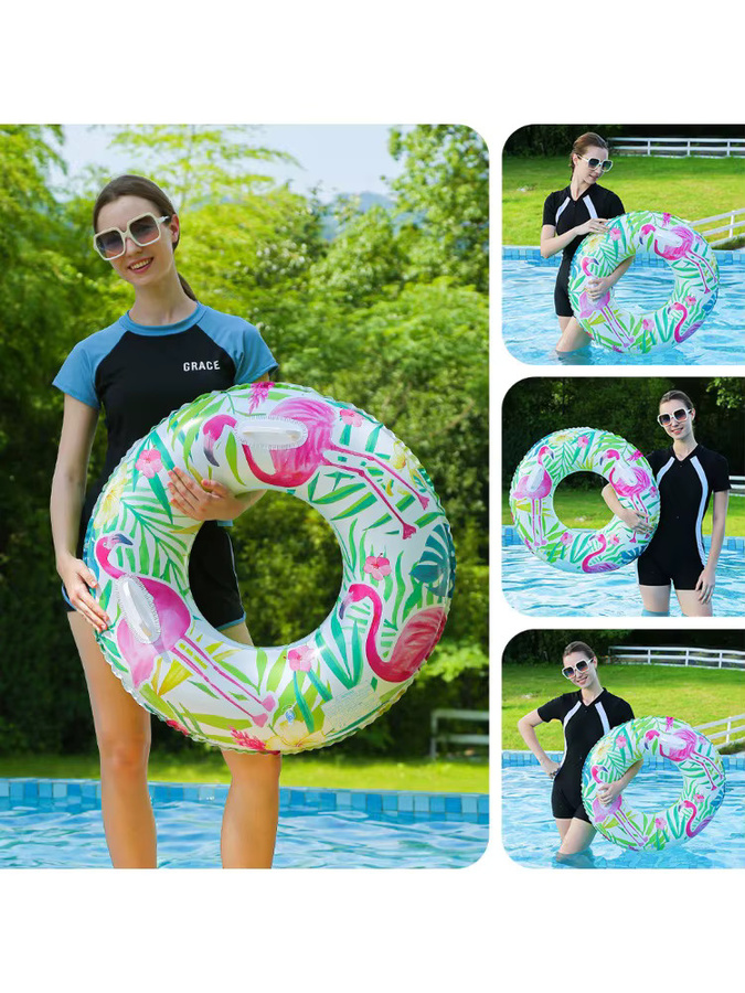Blattförmiger Schwimmring mit Griff von CatXaa, aufblasbarer Achsel-Schwimmreifen aus PVC in Mehrfarbig für Erwachsene - Bild 6