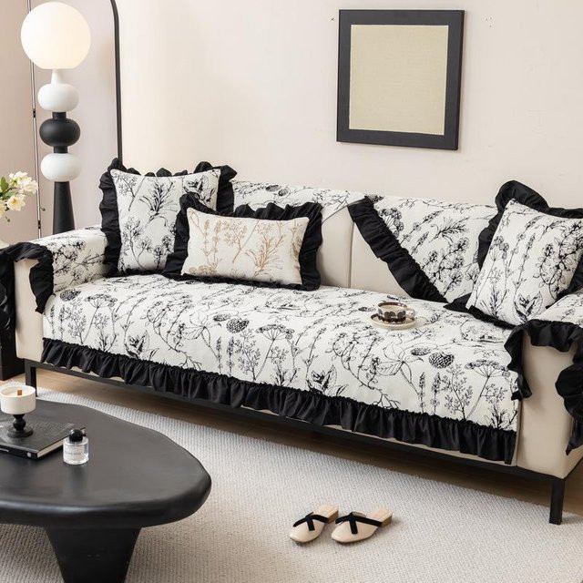 Super Six Chenille Sofakissen mit floralem Design, rutschfest und waschbar, B/B: 70 x 70 cm - Bild 1