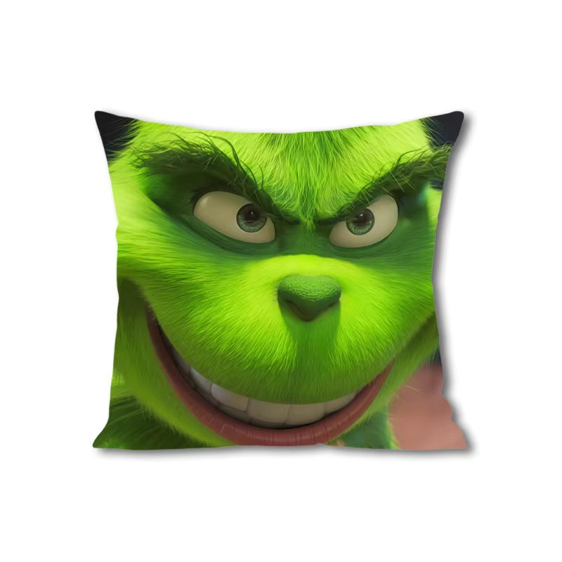 Weicher Kissenbezug mit Grinch Motiv für Sofa und Bettwäsche, quadratisch, Breite: 30 cm, Höhe: 30 cm - Bild 7