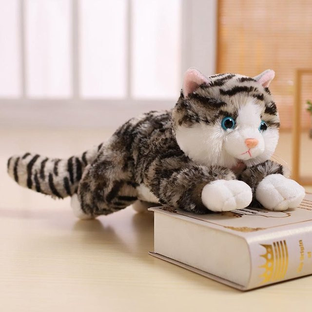 Niedliche Simulations-Kätzchenpuppe, Plüschtier, liegende Katze, 20cm - Bild 1