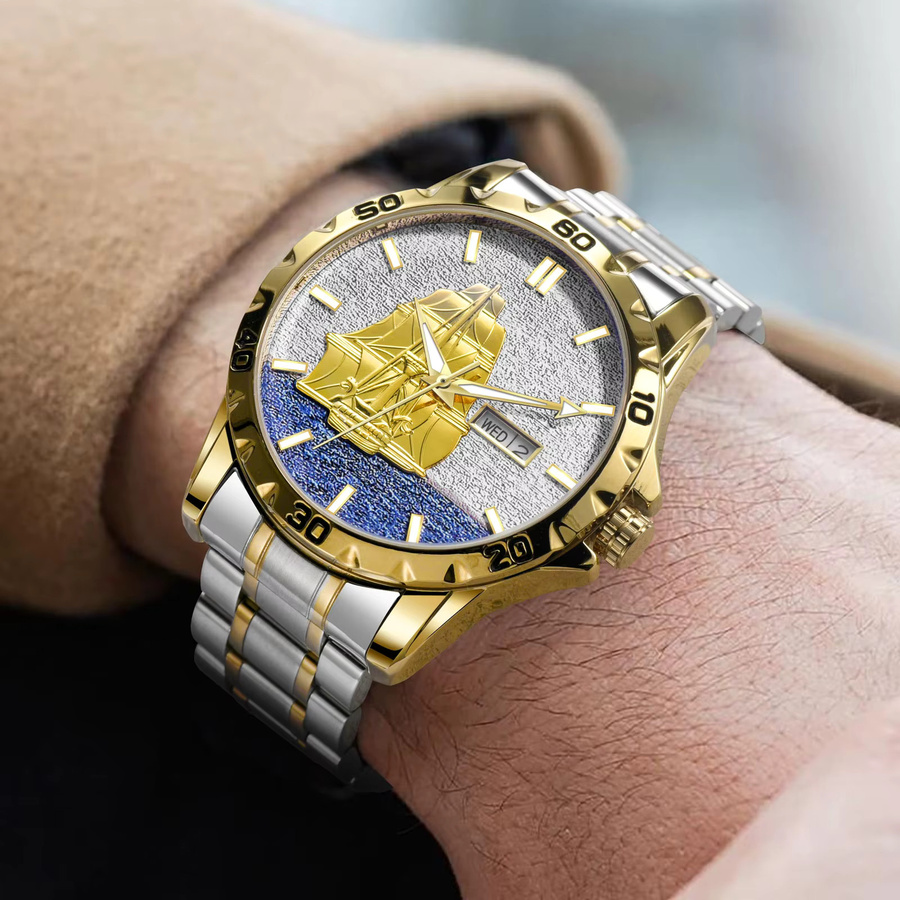 Glenaw Armbanduhr, Automatik, Gold, Edelstahl, Blau, Herren - Bild 3