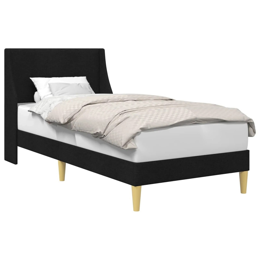 vidaXL Bettrahmen mit Kopfteil in Schwarz aus Stoff und Sperrholz, B/T/H: 100 x 200 x 104 cm - Bild 2