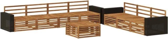 vidaXL Outdoor-Sofagarnitur aus Massivholz Akazie in Braun, 8-teiliges U-Shape Set mit Tisch und Mittelsofas, B/T/H: 79 x 79 x 37 cm - Bild 1