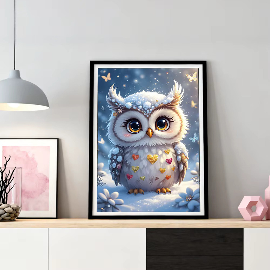 HUACAN Diamant-Kunst-Set Eule im Winter als Mosaik-Bild in Multicolour, B/H: 30 x 20 cm - Bild 2