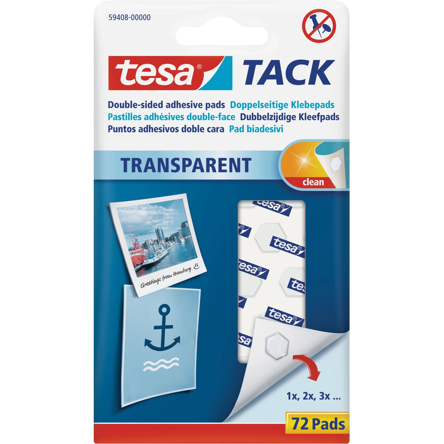 tesa TACK doppelseitige Klebepads transparent, 72 Stück - Bild 2