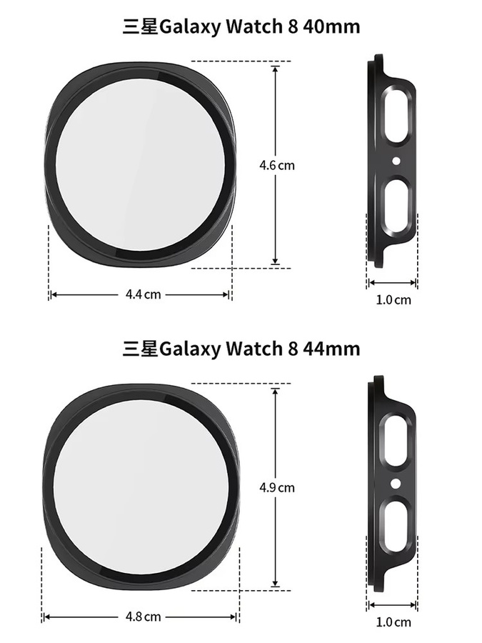 PC-Gehäuse für Samsung Galaxy Watch 8, 3D-Hartglas-Abdeckung, Schwarz - Bild 4