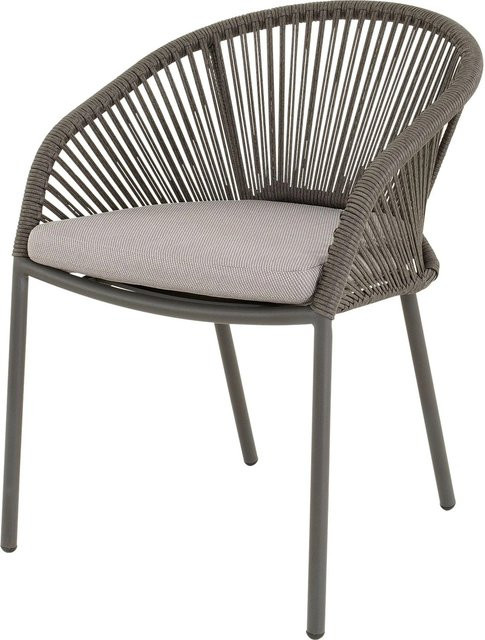 Lesli Stapelstuhl Hirado Grau Anthrazit mit Armlehnen aus Aluminium und Outdoor-Stoff, H: 74 cm, B: 56,5 cm, T: 60 cm - Bild 1