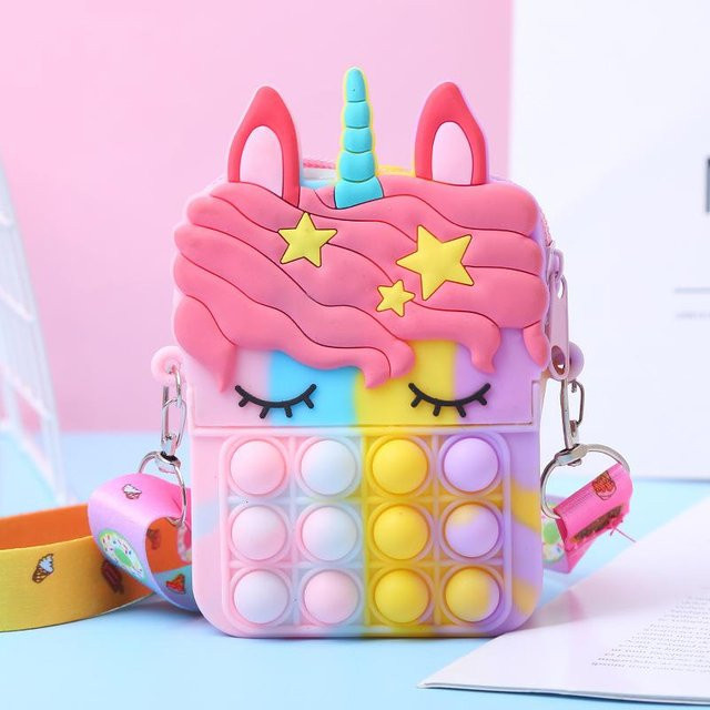 WW Clothing Einhorn Umhängetasche, Silikon, Kawaii, Münzbörse, Fidget Spielzeug - Bild 1