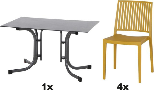 Siena Garden Gartenmöbel Set Lane 5-teilig mit 4 Stühlen und 1 Tisch in Mustard Yellow - Bild 1