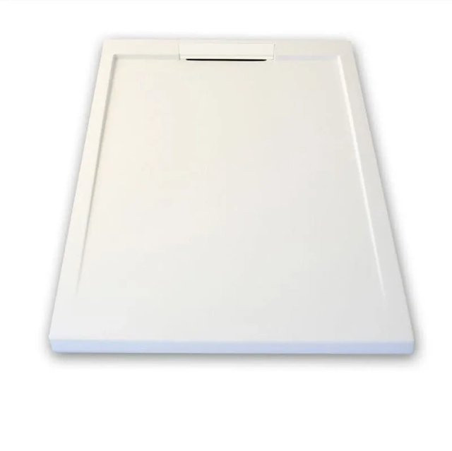 Mirlo Duschwanne Extra Flach Lux aus Mineralguss, rechteckig, Weiß, B: 150 cm, T: 80 cm - Bild 1