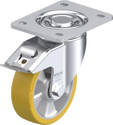 Blickle Lenkrolle LH-ALTH 125K-3-FI mit Feststeller, Rad-Durchmesser: 125 mm, Tragfähigkeit: 550 kg, Farbe: Silber - Bild 1