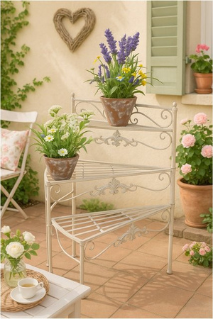 Blumenständer Treppe von Möbel direkt online in Weiß im Vintage-Landhausstil aus Metall