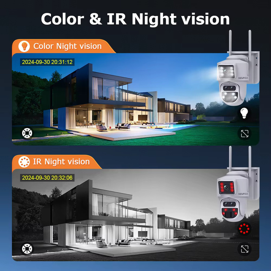 SHIWOJIA 6K 12MP Solarkamera mit 15X Zoom, 4G SIM und WIFI, Drei-Linsen-Aufnahme, Dual-Bildschirm, Menschliche Auto-Verfolgung und Farbnachtsicht, Weiß - Bild 6
