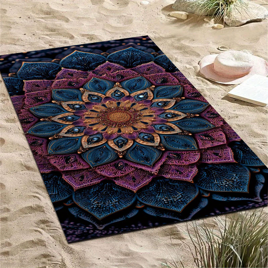 Dalangpa Bohemian Mandala Strandtuch aus Mikrofaser in Lila und Blau, Breite: 30 cm, Höhe: 60 cm - Bild 5
