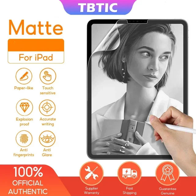 TBTIC Matte Displayschutzfolie Transparent für iPad Air 6 M2, Pro 11 und 13, Pro 12.9, Mini 6 sowie iPad Generationen 7 bis 10 - Bild 1